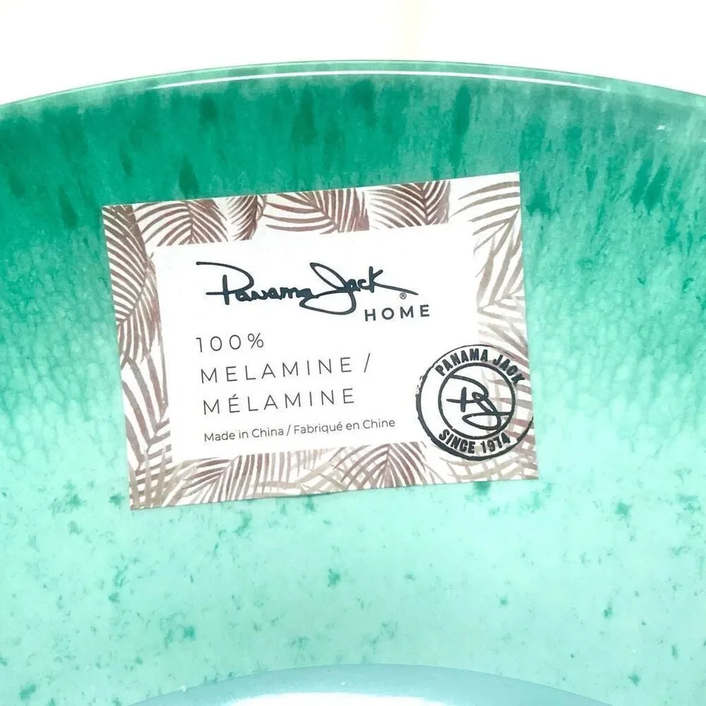 NWT Panama Jack Home Big Green Swirl Melamine Serving Tray Chip & Dip Platter